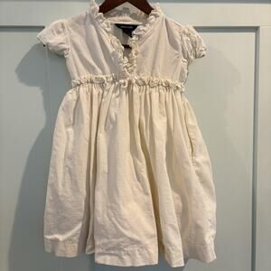 Ralph Lauren Dress Girls 6X Ivory Ruffle Trim Short Sleeve Corduroy Pockets